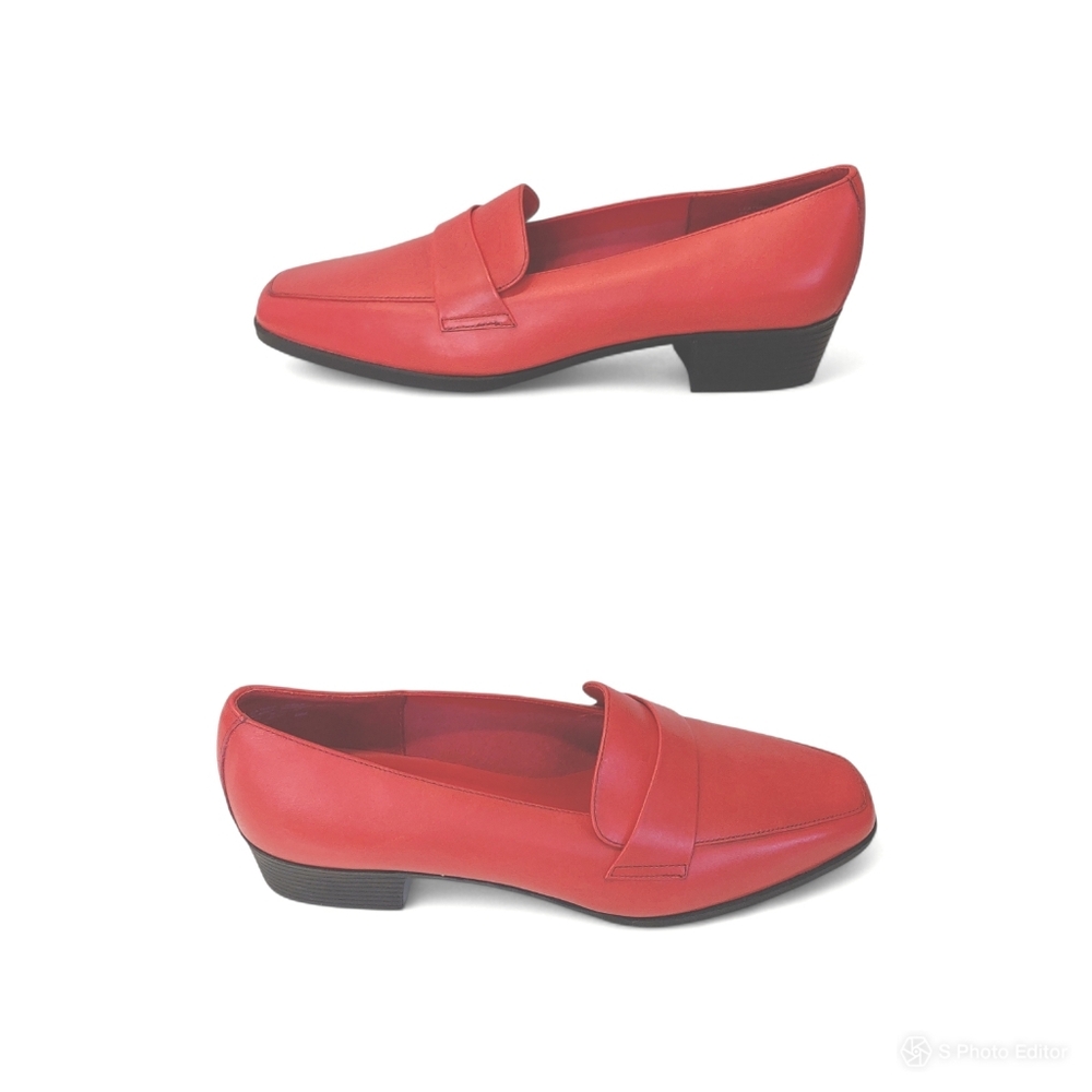 Partners women leather slip on loafer pointed toe comfy sleek shoes red size 8M